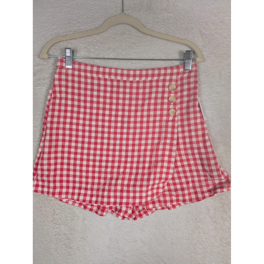 NEW Old Navy Skort Girl's XL(14-16) Red Gingham Side Button Elastic